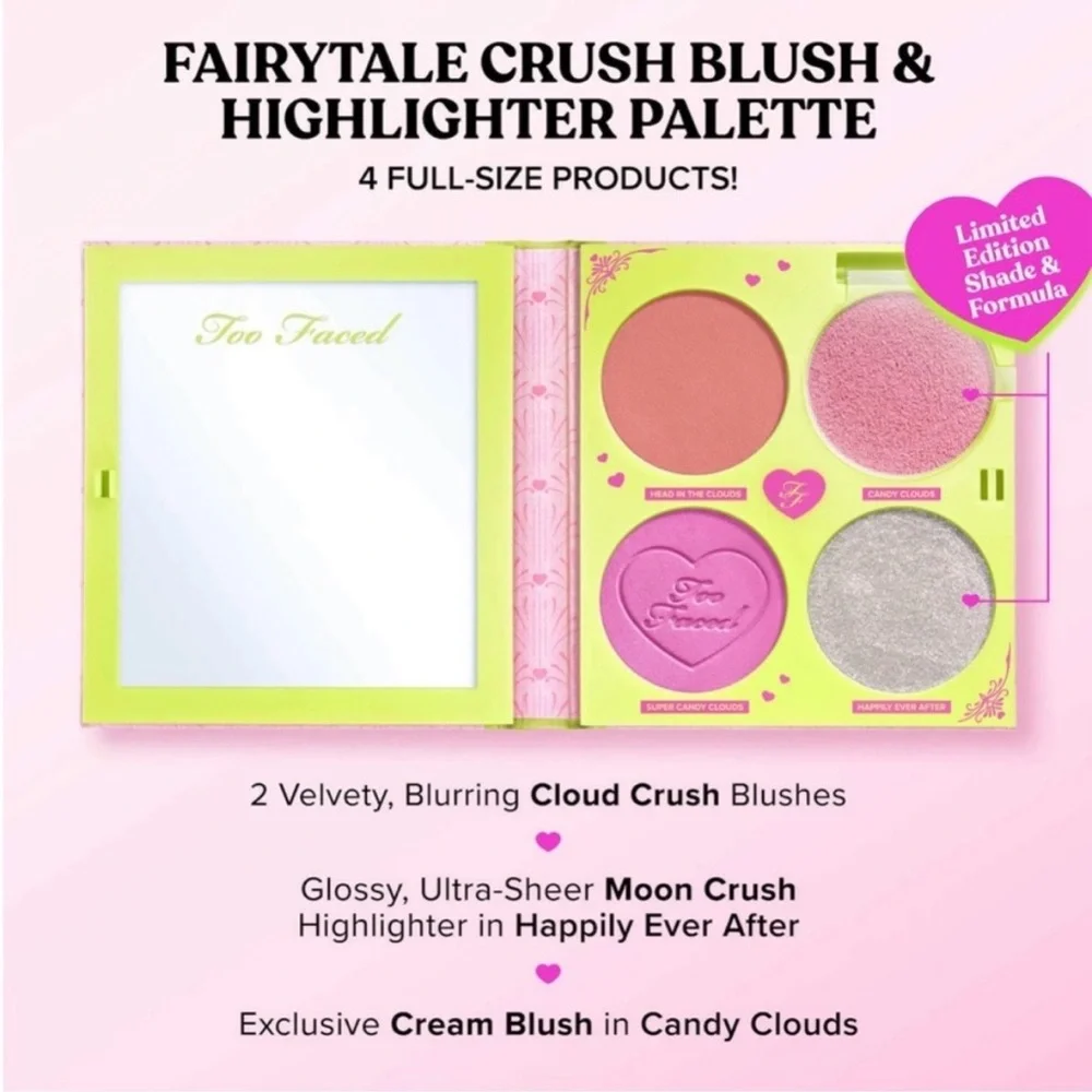 Too Faced New Fairytale Crush Limited Edition Blush and Highlighter Pallet
